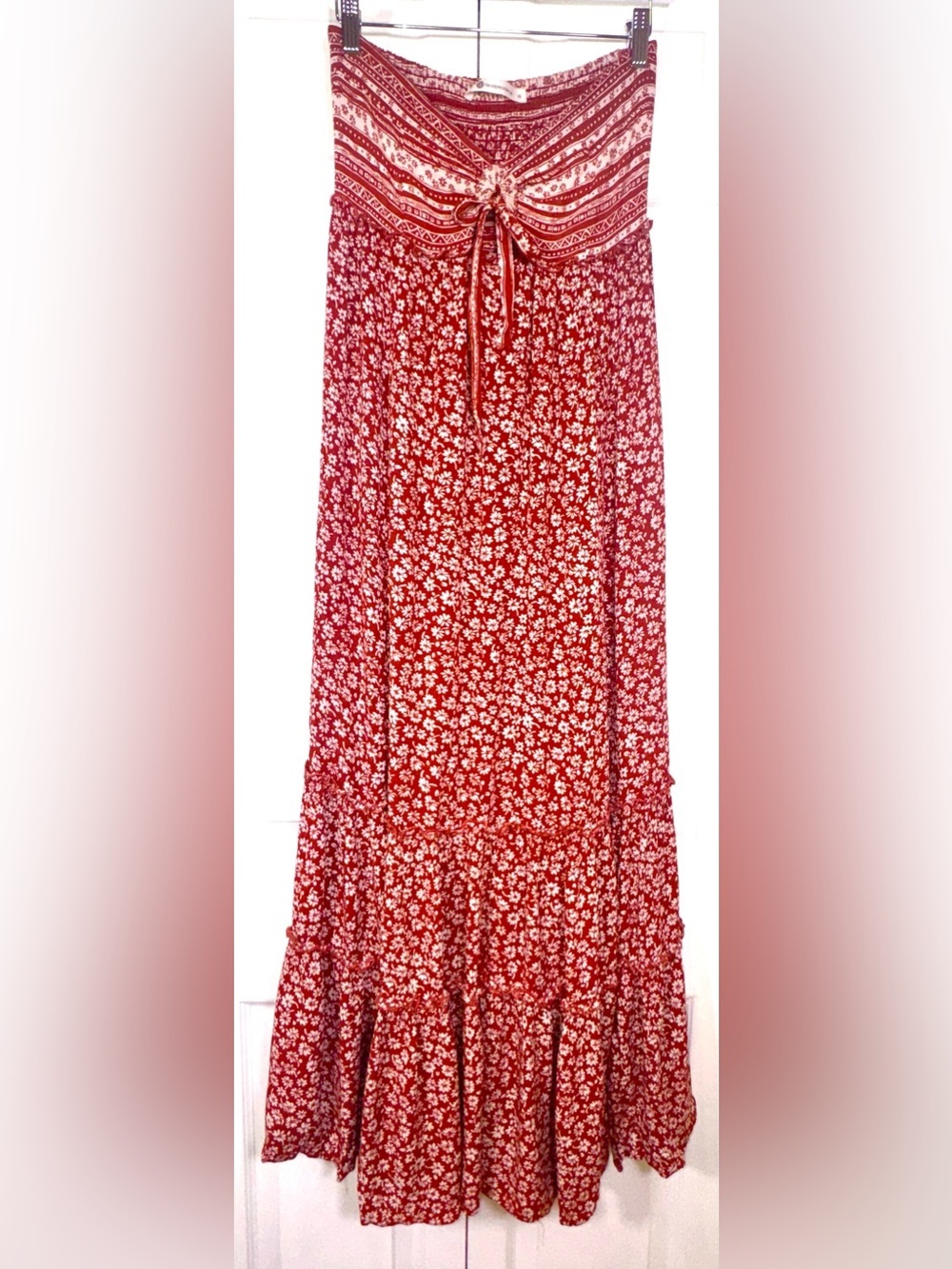 The Impeccable Pig boho strapless midi tiered dress. Size Medium